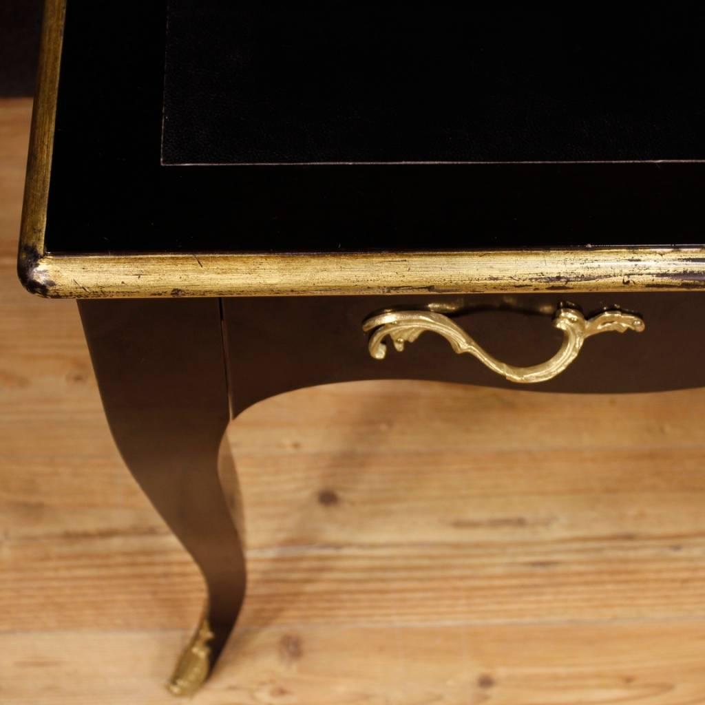 French Black Writing Desk Lacquered and Giltwood in Louis XV Style 20th Century 2