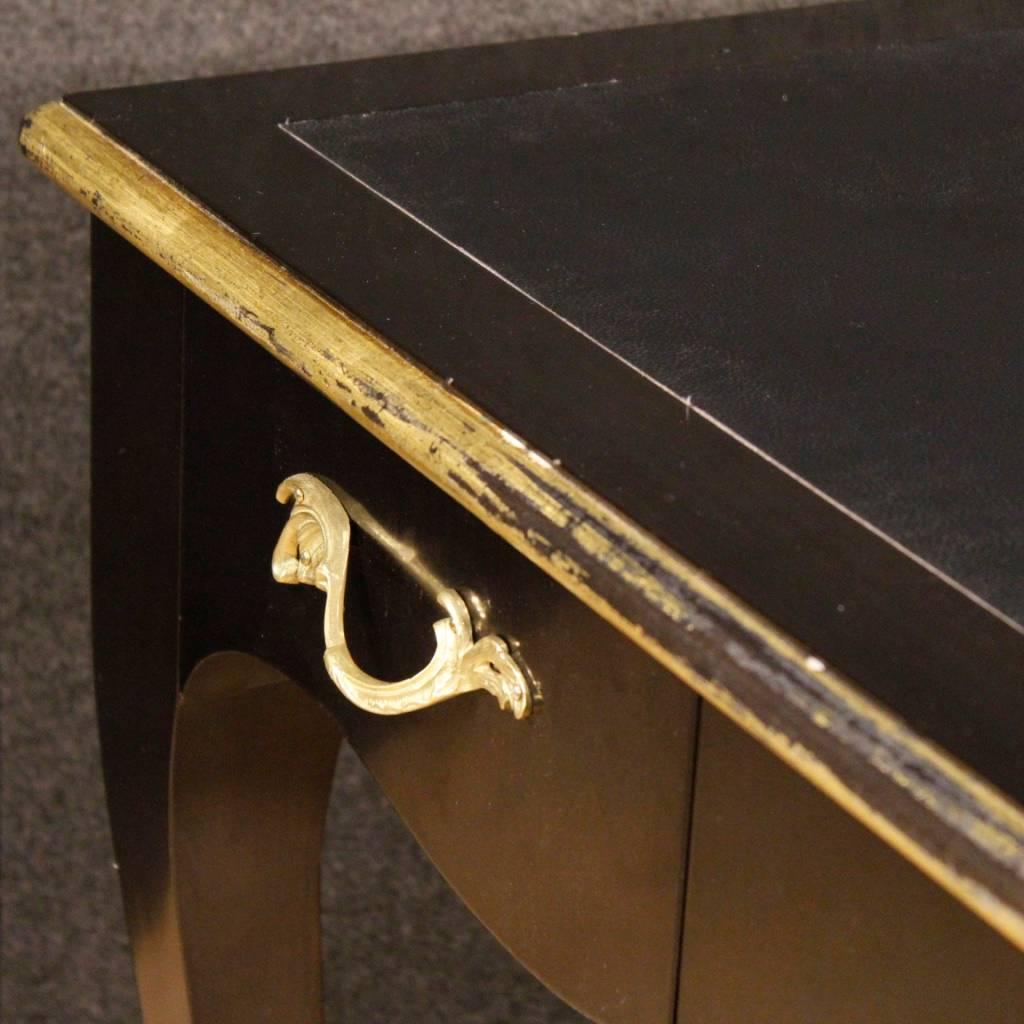 French Black Writing Desk Lacquered and Giltwood in Louis XV Style 20th Century 1