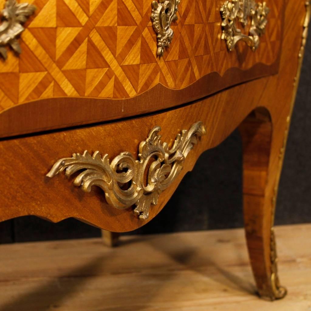 French Inlaid Dresser in Rosewood and Mahogany with Marble Top in Louis XV Style In Good Condition In Vicoforte, Piedmont