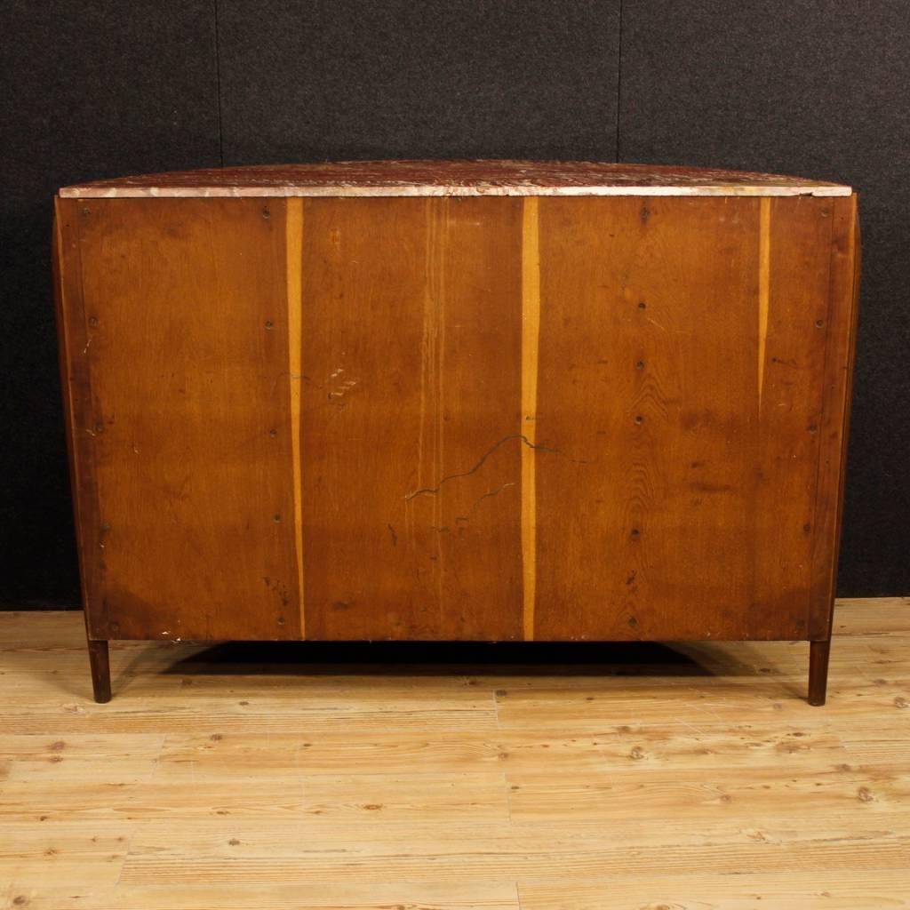 Dutch Art Deco Demilune Sideboard in Mahogany Wood with Marble Top 20th Century 1