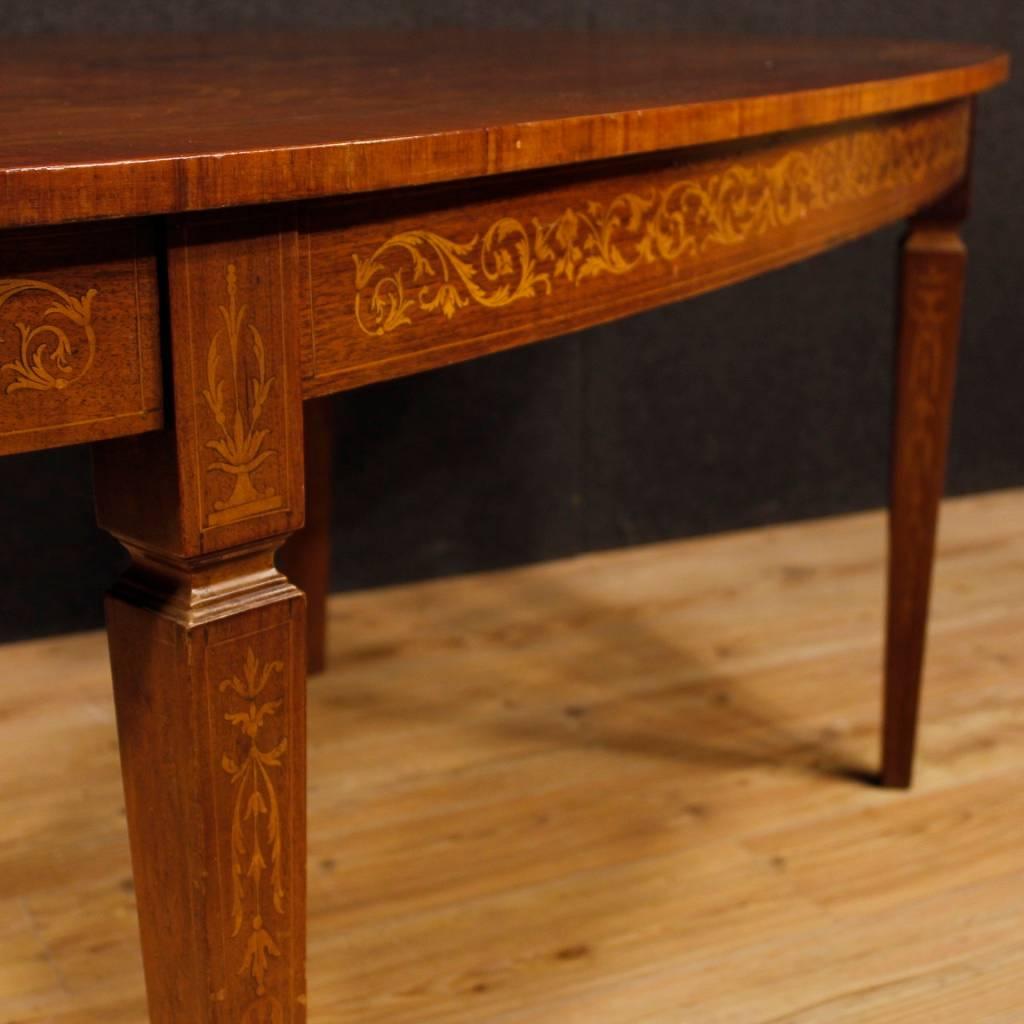 Inlay Italian Inlaid Dining Table in Wood in Louis XVI Style from 20th Century