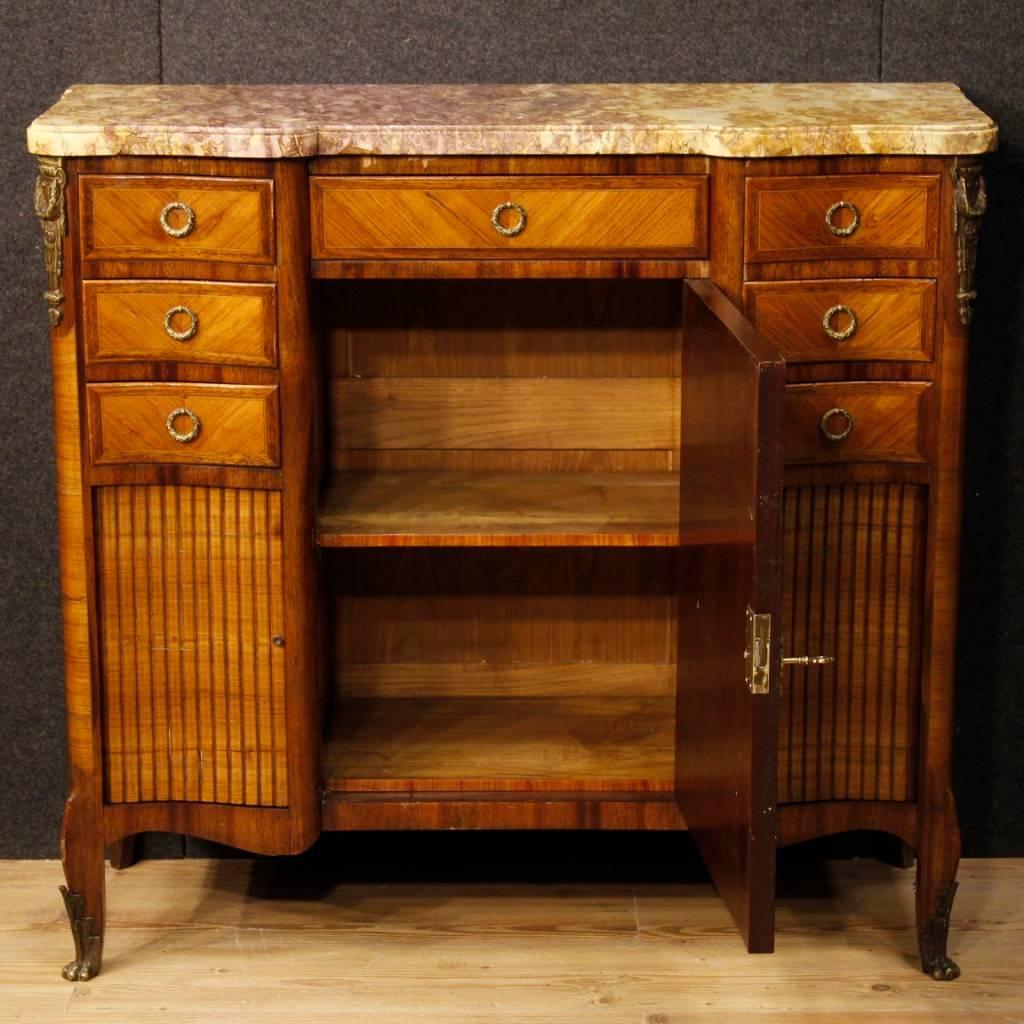 French Sideboard in Wood with Gilt Bronzes with Marble Top from 20th Century 2