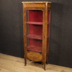 20th Century Inlaid Wood with Marble Top French Vitrine, 1930