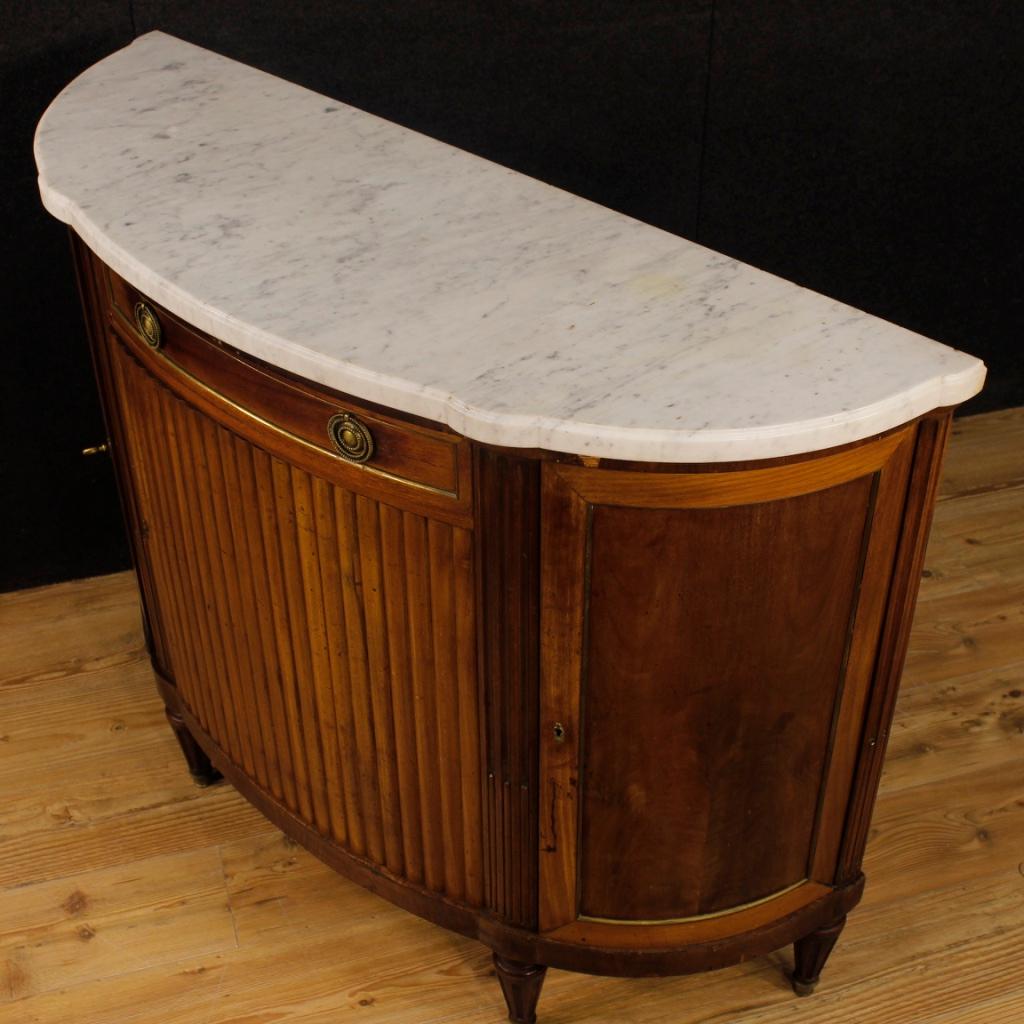 20th Century Mahogany with Marble Top Louis XVI Style French Demilune Sideboard 8