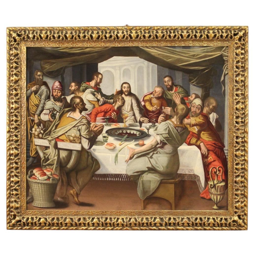 16th Century Oil on Oak Panel Antique Flemish Last Supper Painting, 1570