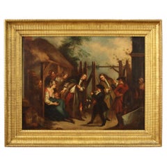 18th Century Oil on Canvas Genre Scene English Painting, 1750