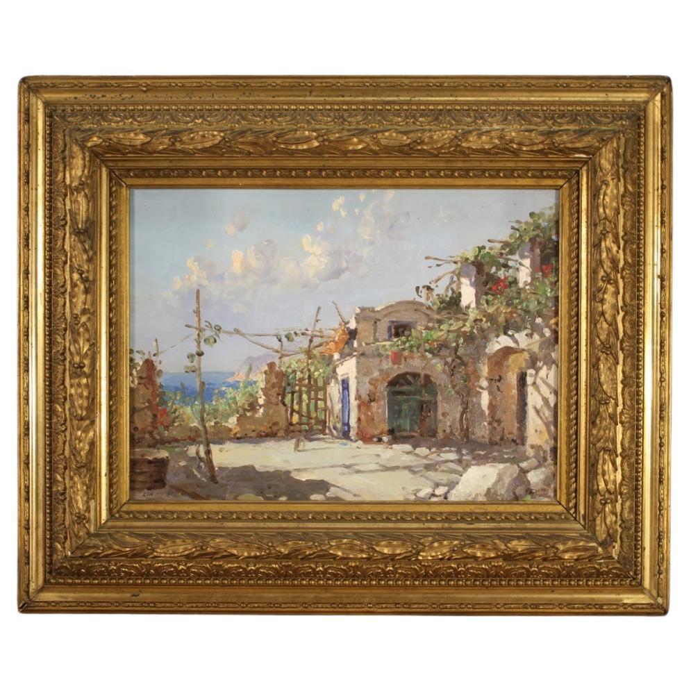20th Century Oil on Board Italian Signed Seascape Landscape Painting, 1940