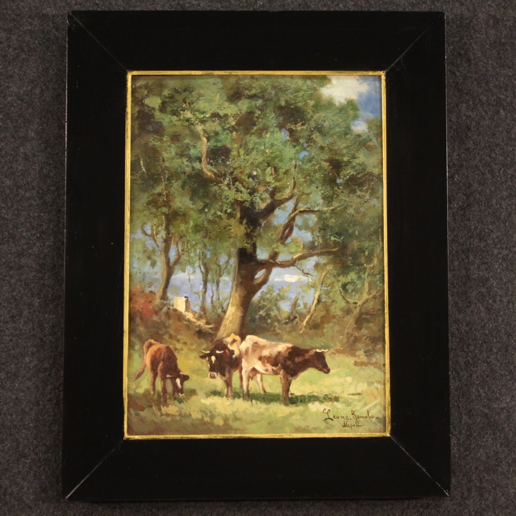 20th Century Oil on Board Italian Signed Landscape Painting, 1930 For Sale
