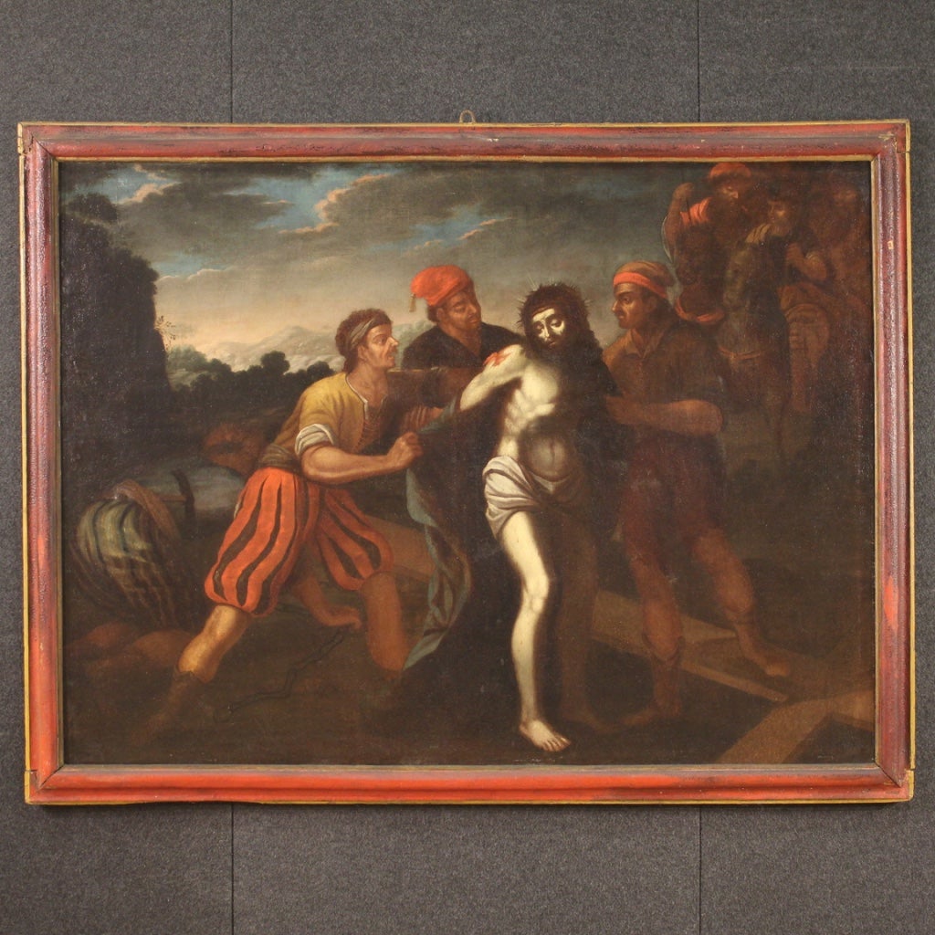 17th Century Oil on Canvas Italian Antique Religious Painting Christ, 1670 For Sale