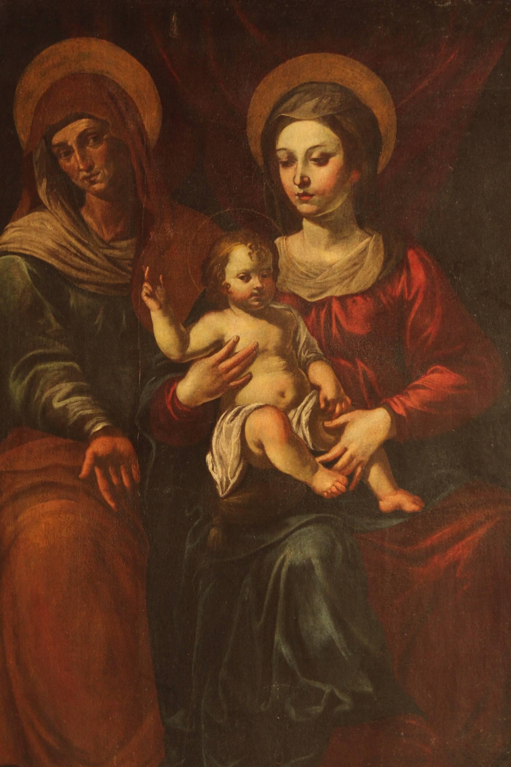 Italian painting of the 18th century. Painting oil on canvas depicting a subject of sacred art 
