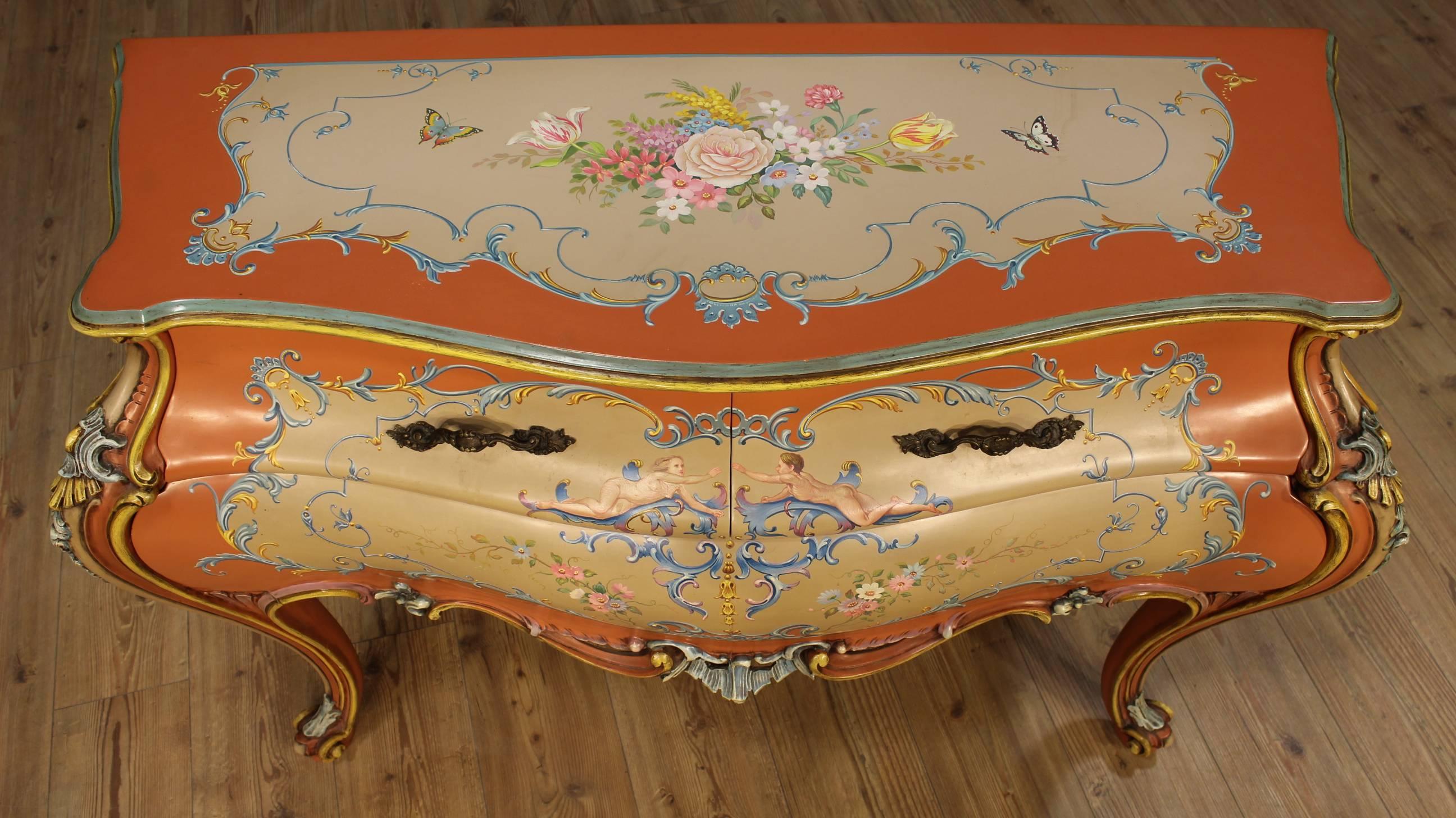 Italian 20th Century Lacquered and Painted Commode