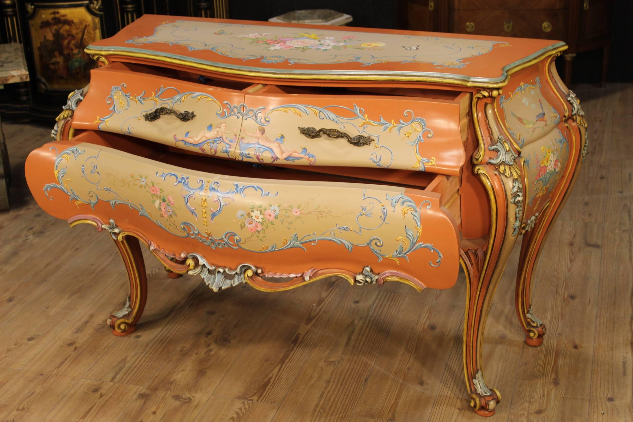 20th Century Lacquered and Painted Commode In Good Condition In Vicoforte, Piedmont