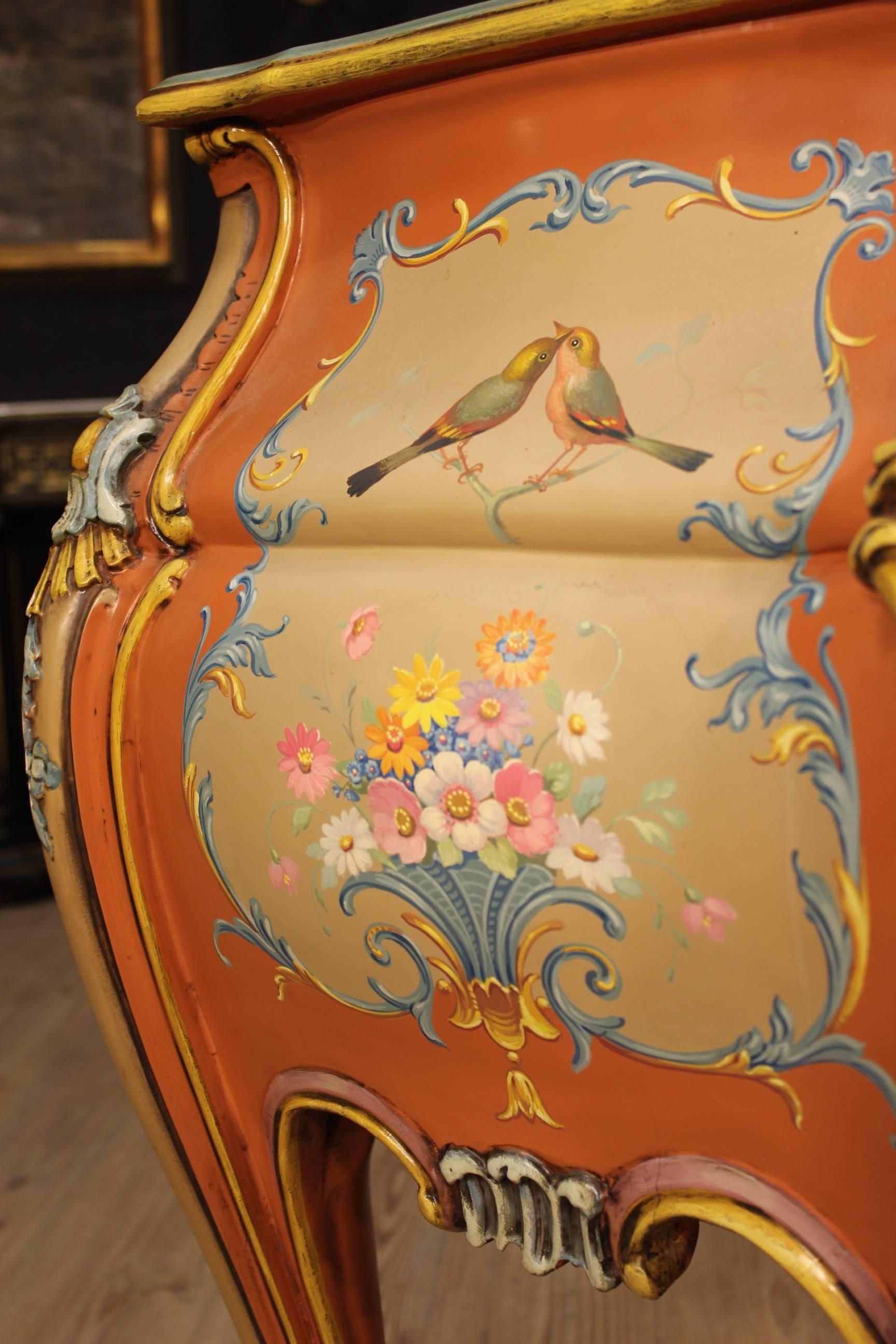 Wood 20th Century Lacquered and Painted Commode