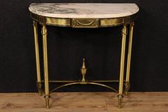 20th Century Golden Iron with Marble Console Table