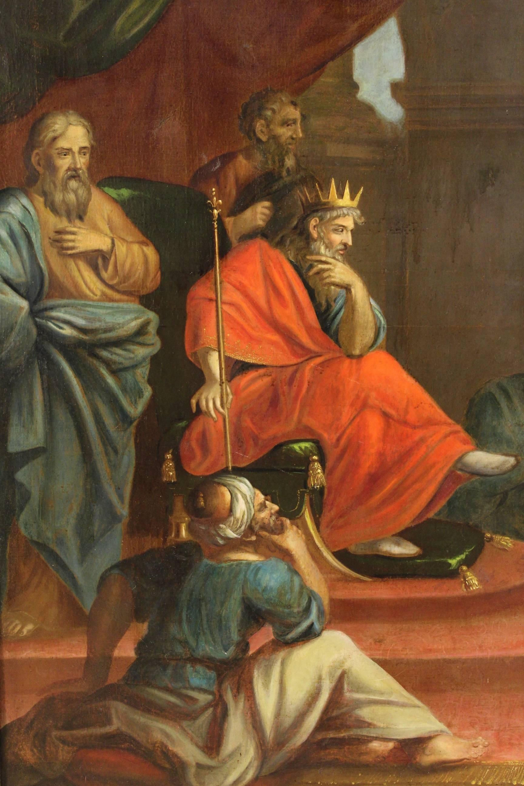 Gilt 18th Century Oil on Canvas Painting Herod's Judgment