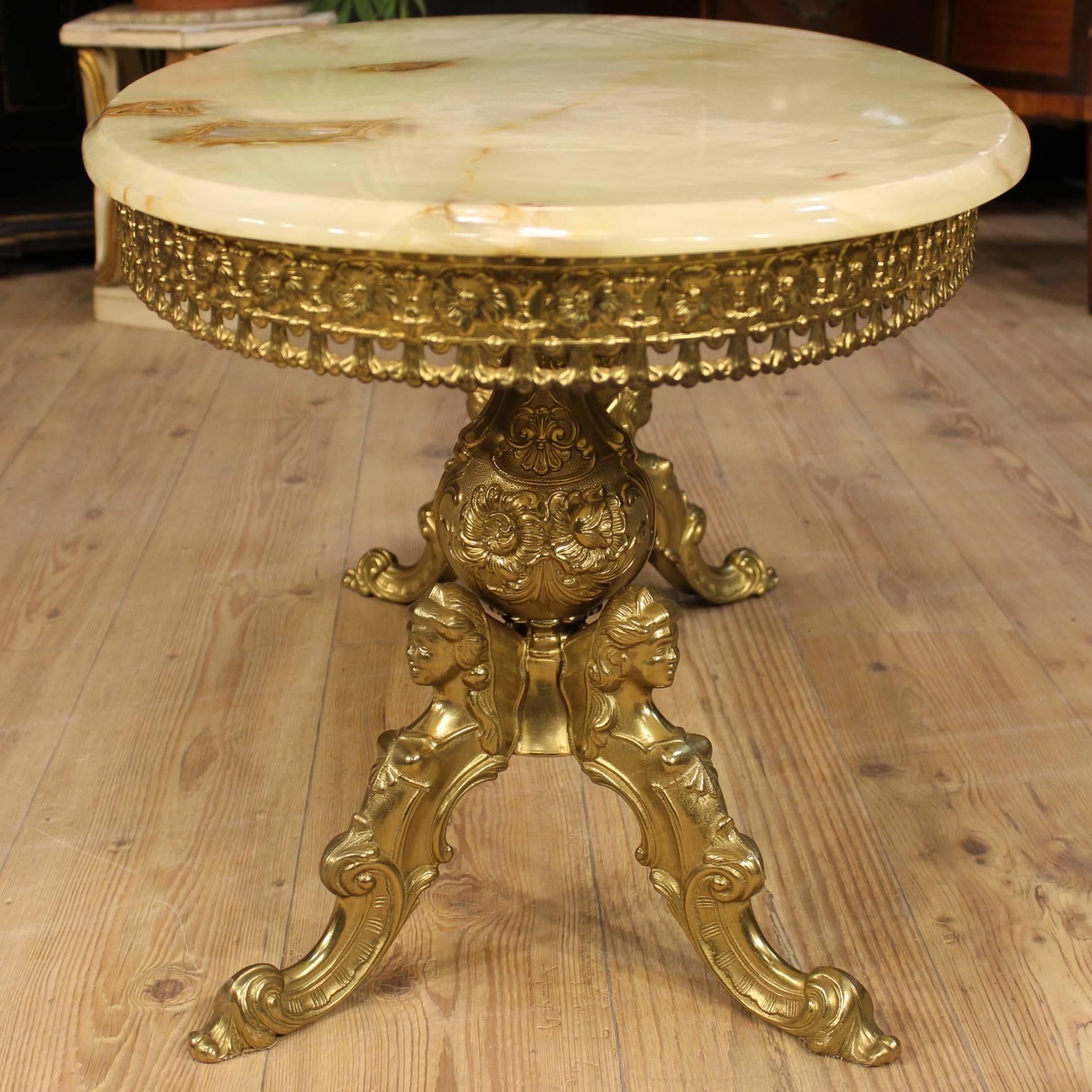 Golden Chiseled Brass Coffee Table with Onyx Top 1