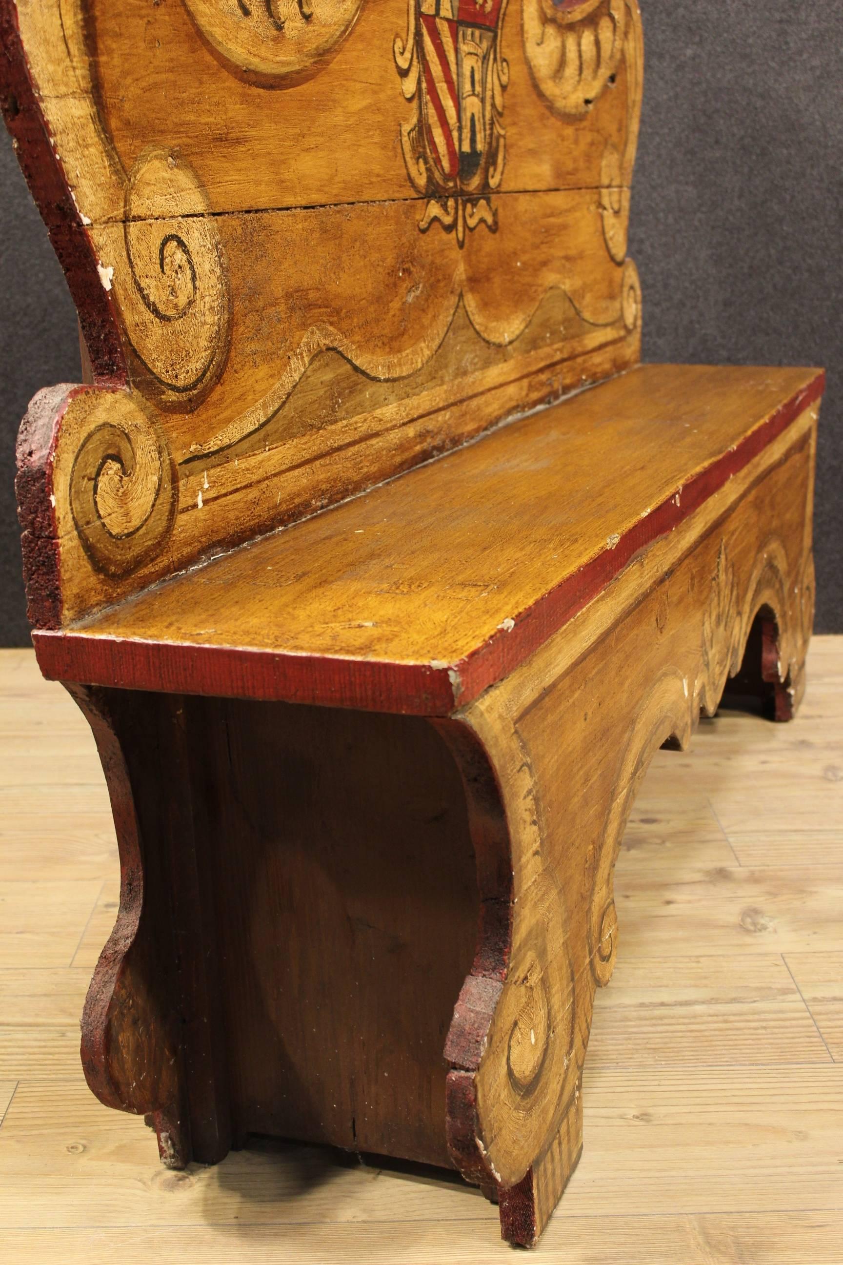 20th Century Lacquered and Gilded Wood Bench 1