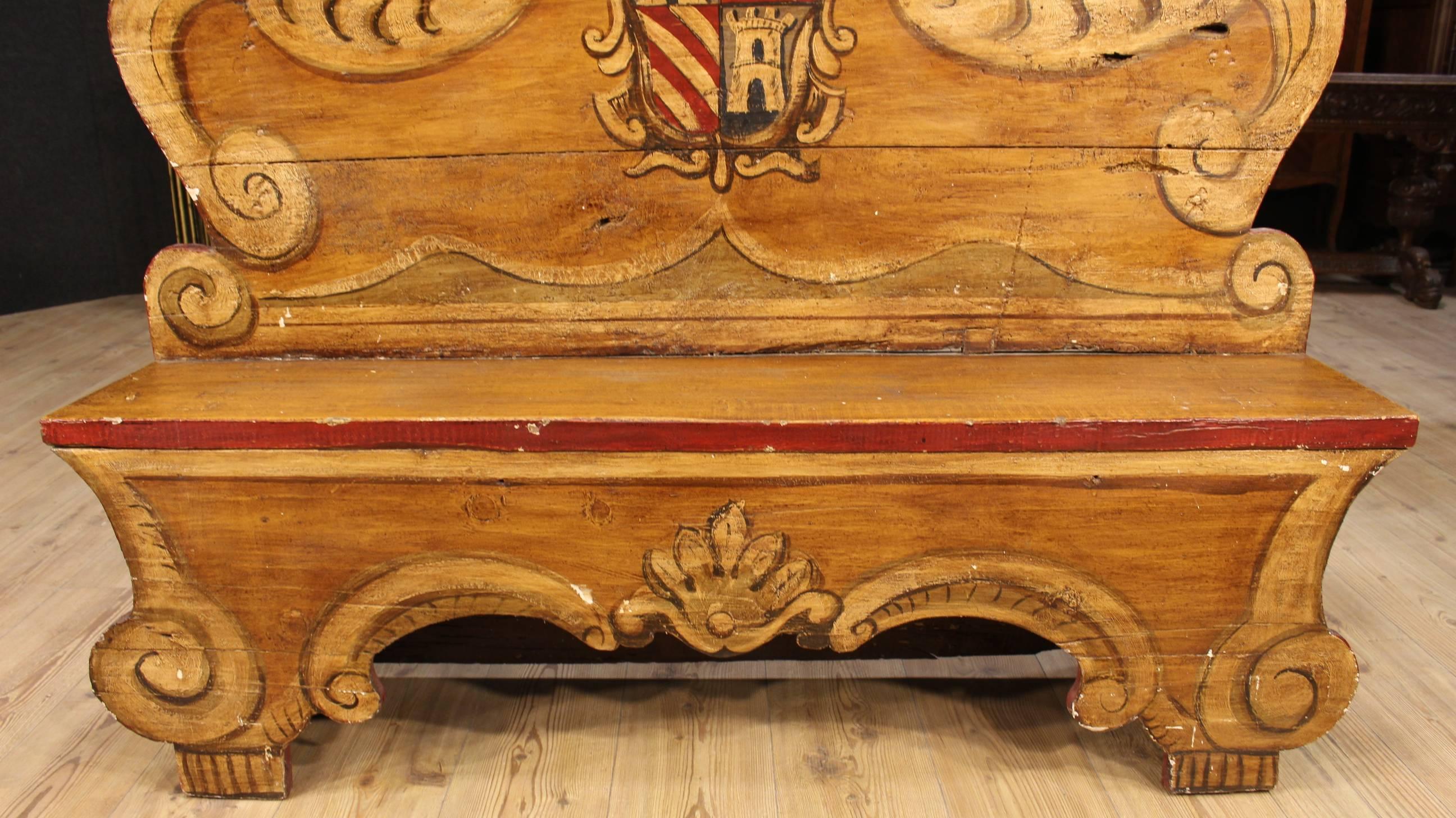 20th Century Lacquered and Gilded Wood Bench 4