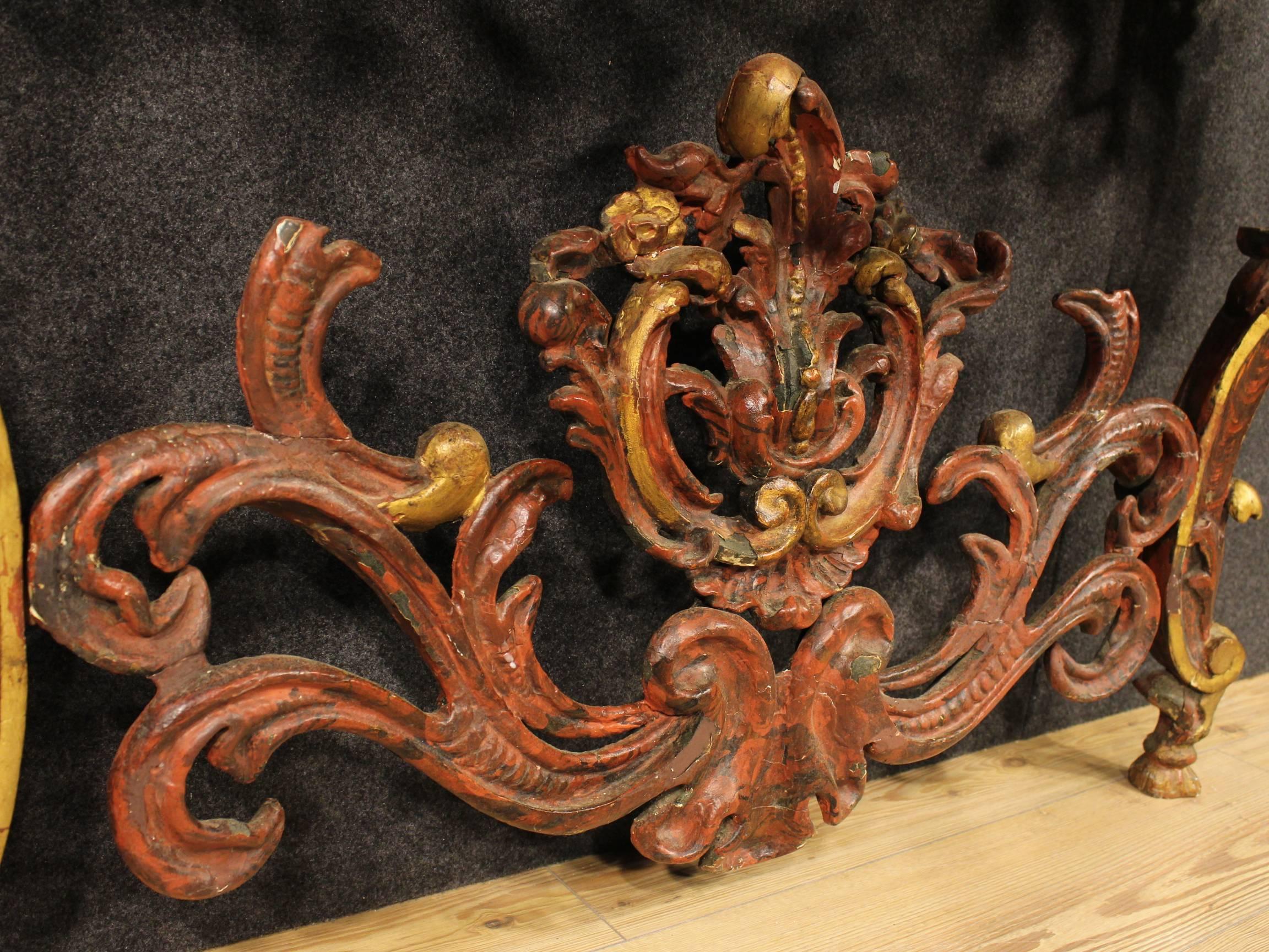 Console Table Made by Carved Lacquered and Golden Wood 1