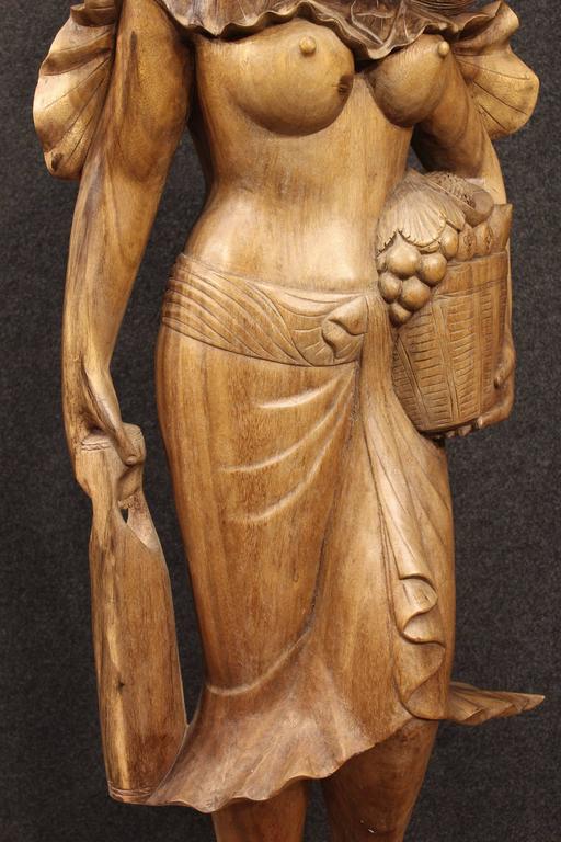 20th Century Wooden Sculpture Depicting Female Character For Sale at