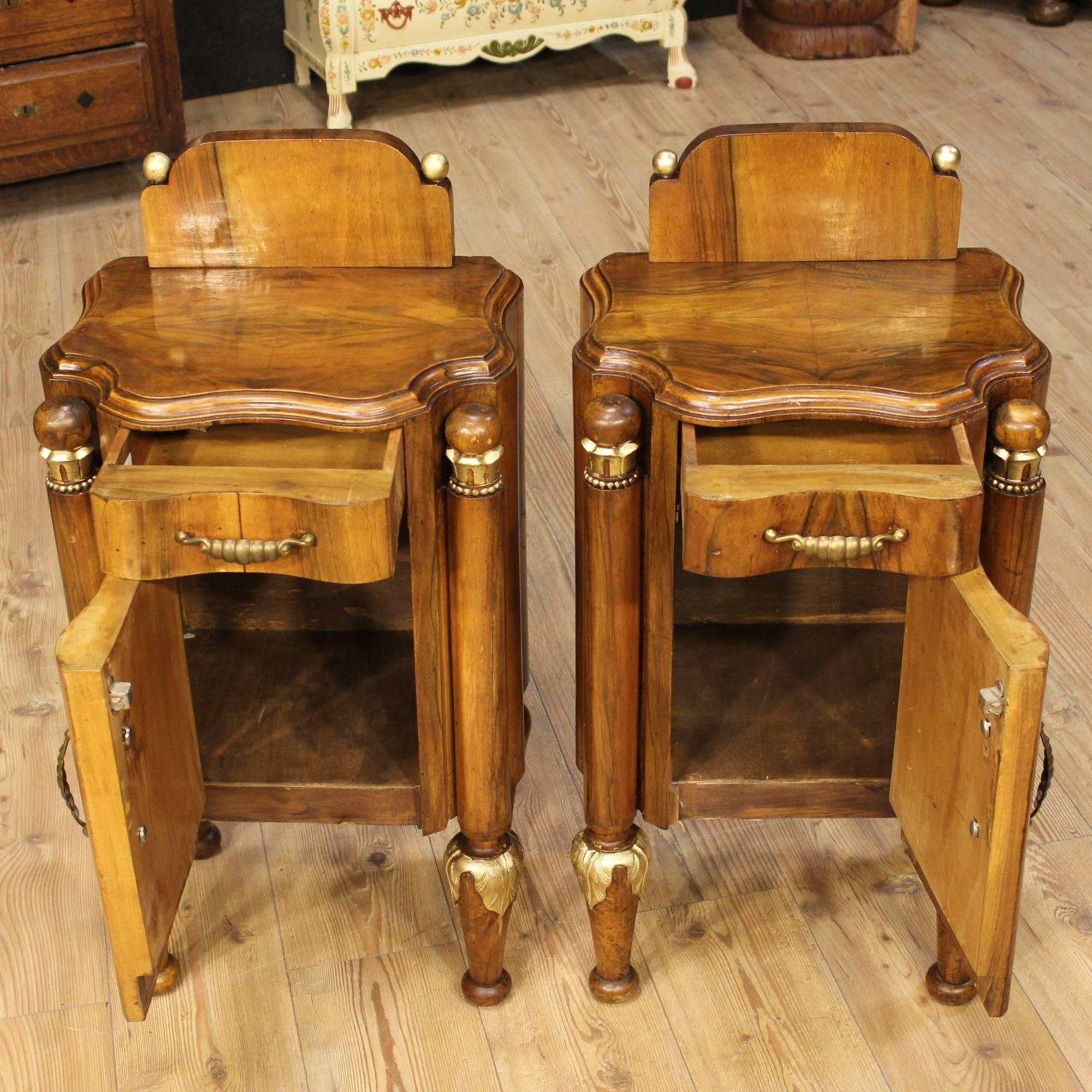 20th Century Bedside Tables Made by Walnut 5