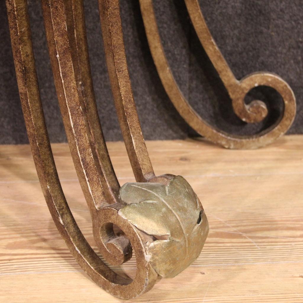 20th Century Wrought Iron with Marble Top Italian Art Deco Style Console Table en vente 3