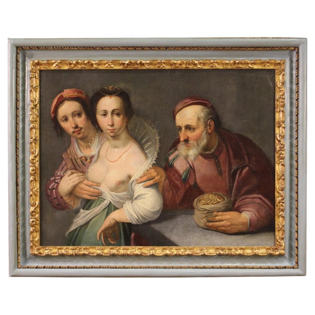17th Century Oil on Canvas Antique Flemish Painting The Allegory of Love, 1610