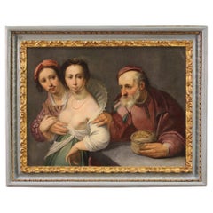 17th Century Oil on Canvas Antique Flemish Painting The Allegory of Love, 1610