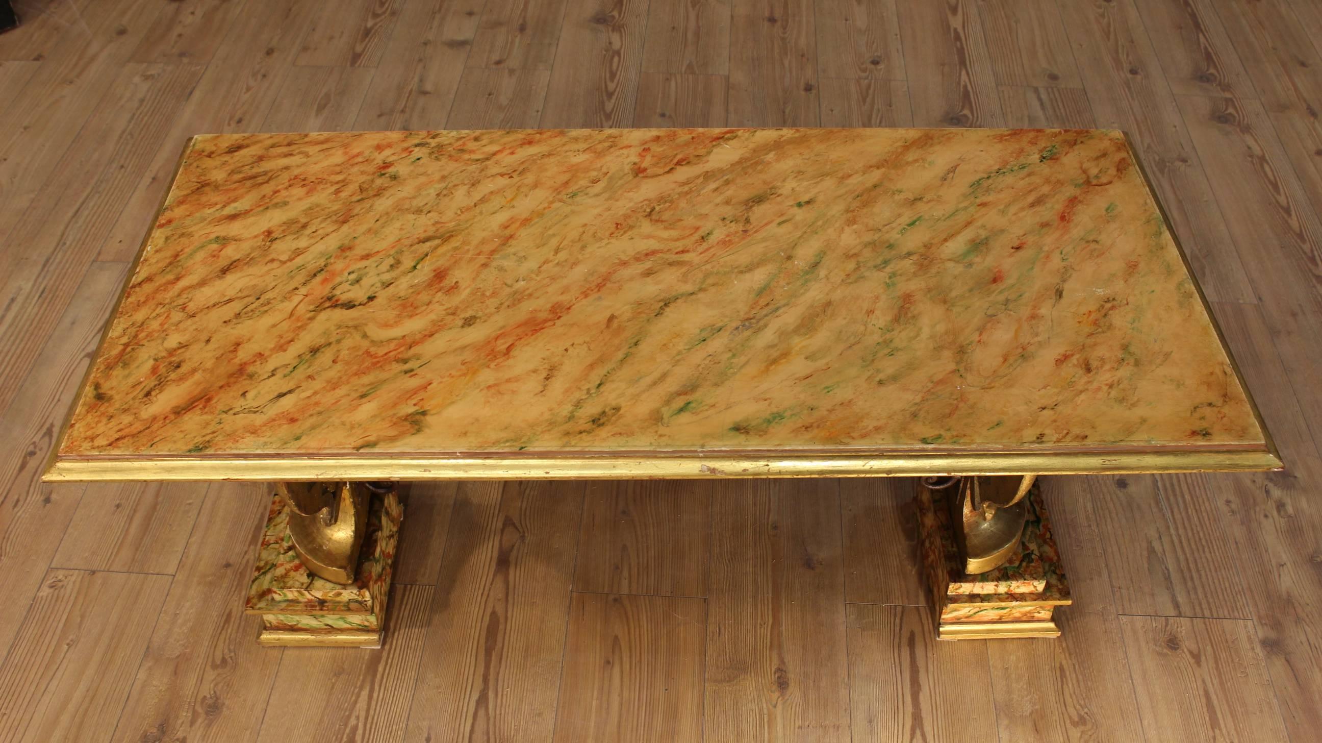 20th Century Coffee Table Lacquered Faux Marble 1