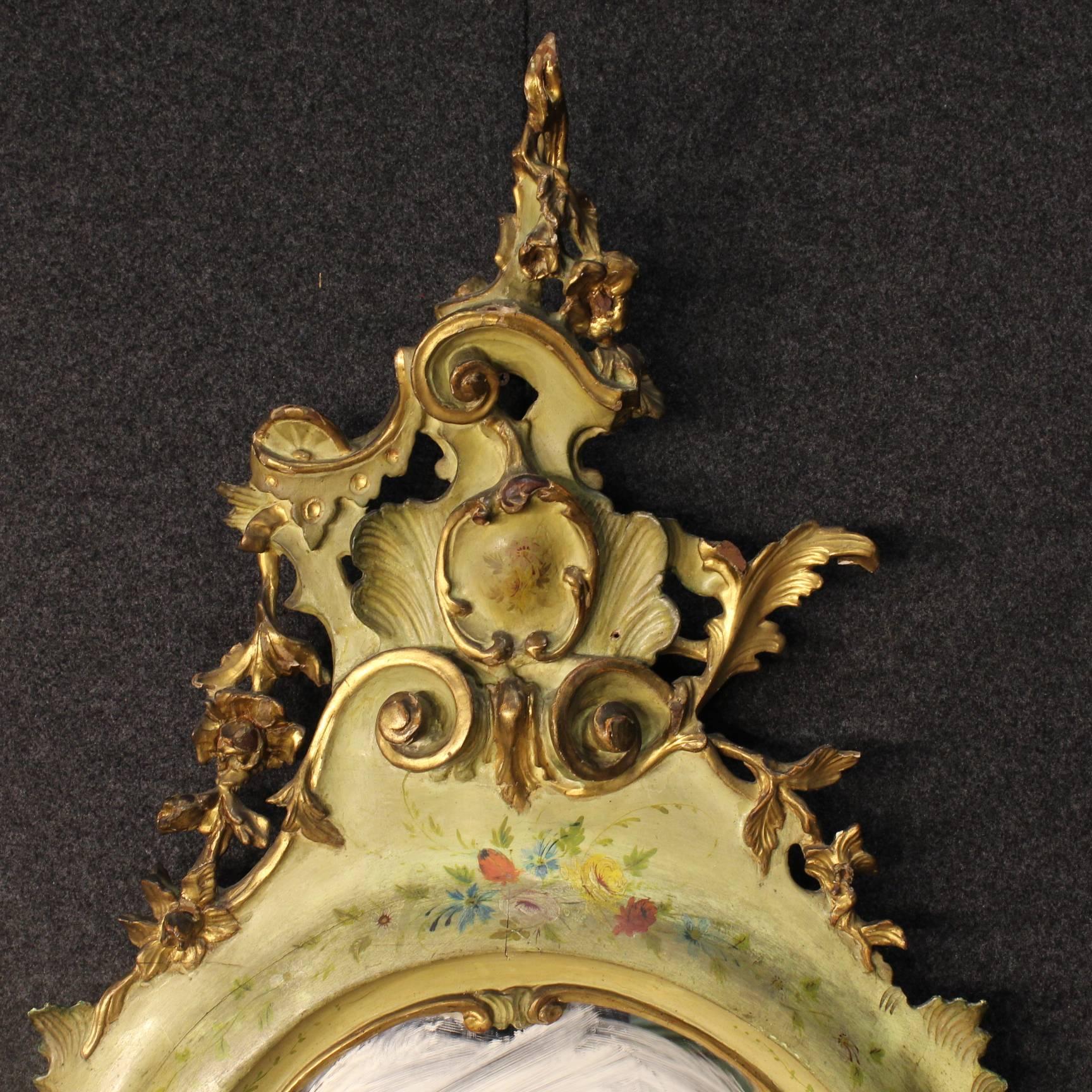 Italian 19th Century Mirror Lacquered and Gilt