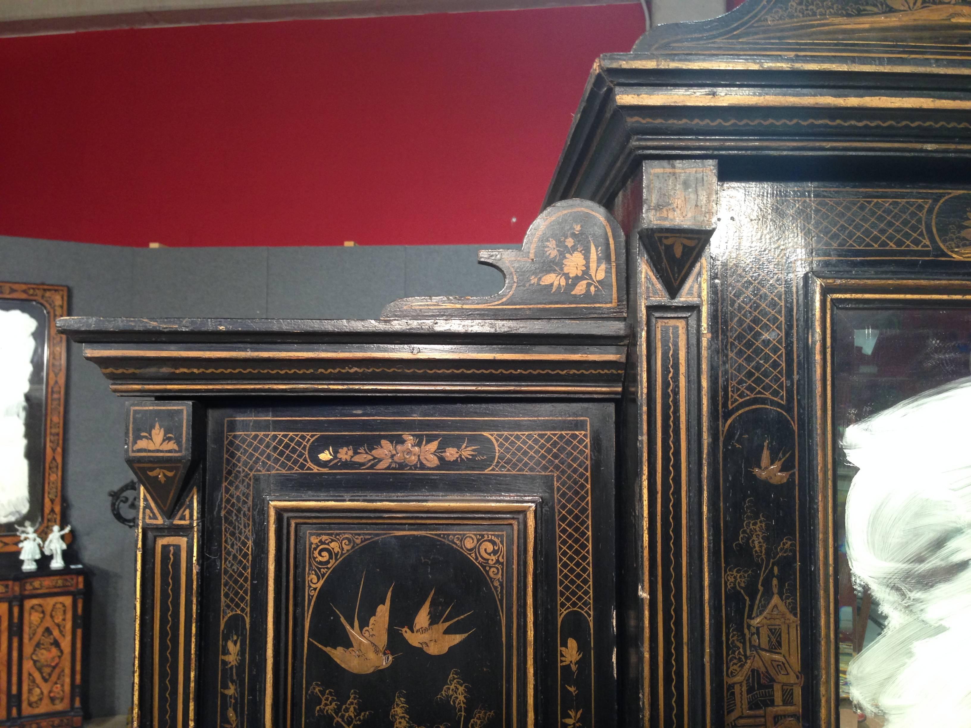 French 19th Century Lacquered Chinoiserie Bookcase