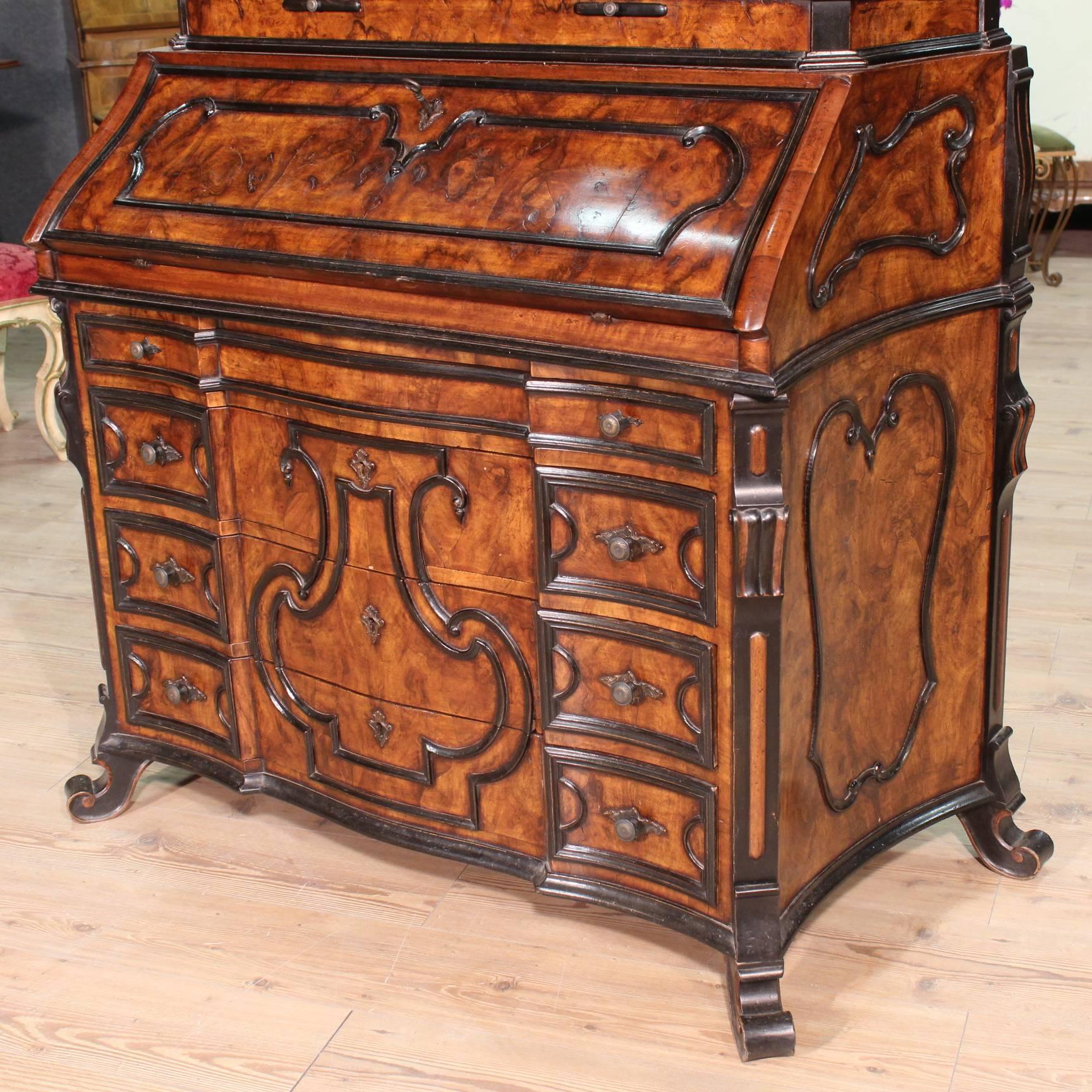 19th Century Bureau Made by Carved Walnut 1