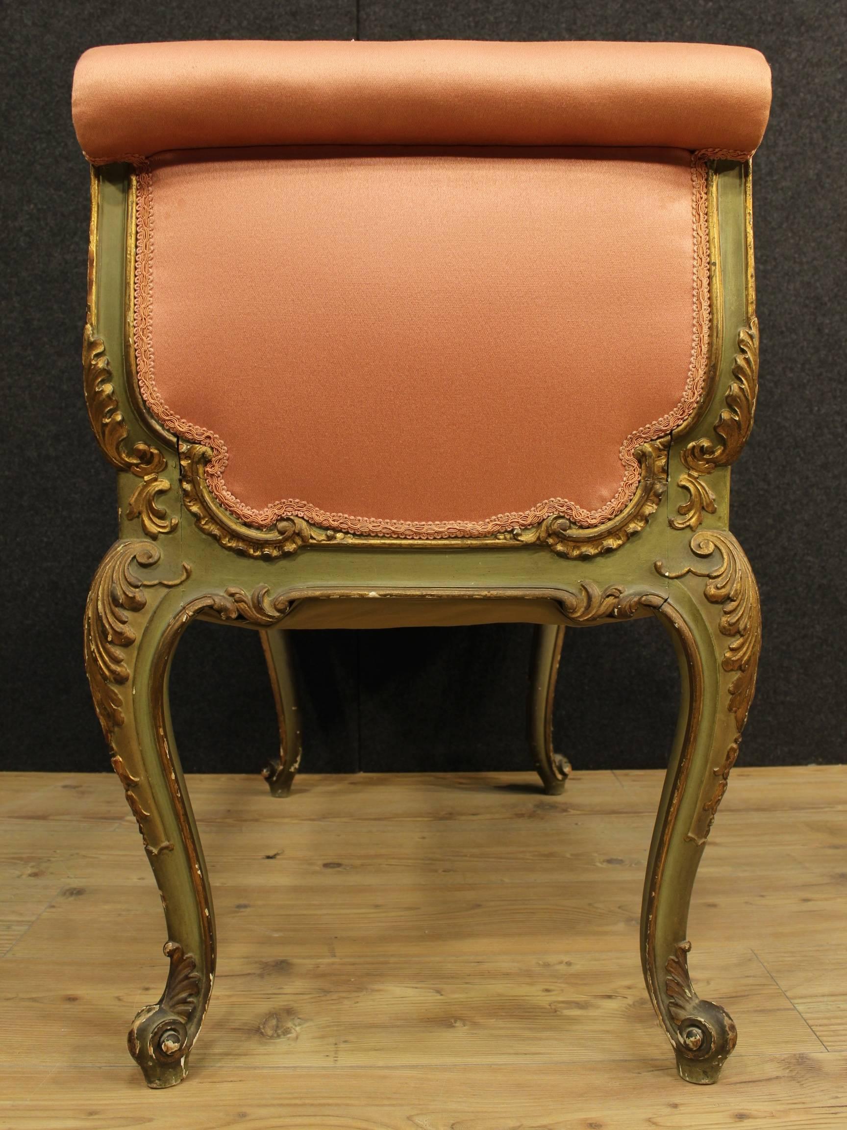 Italian 20th Century Venetian Lacquered and Gilt Bench