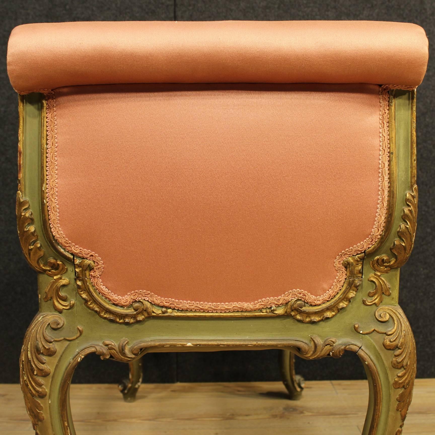 20th Century Venetian Lacquered and Gilt Bench In Good Condition In Vicoforte, Piedmont
