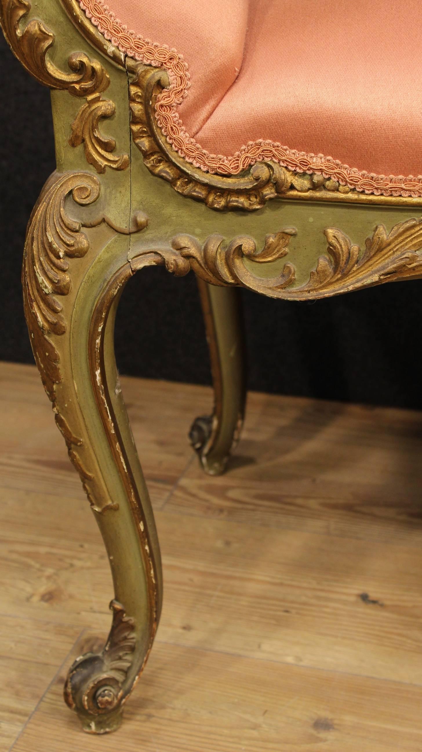 20th Century Venetian Lacquered and Gilt Bench 4
