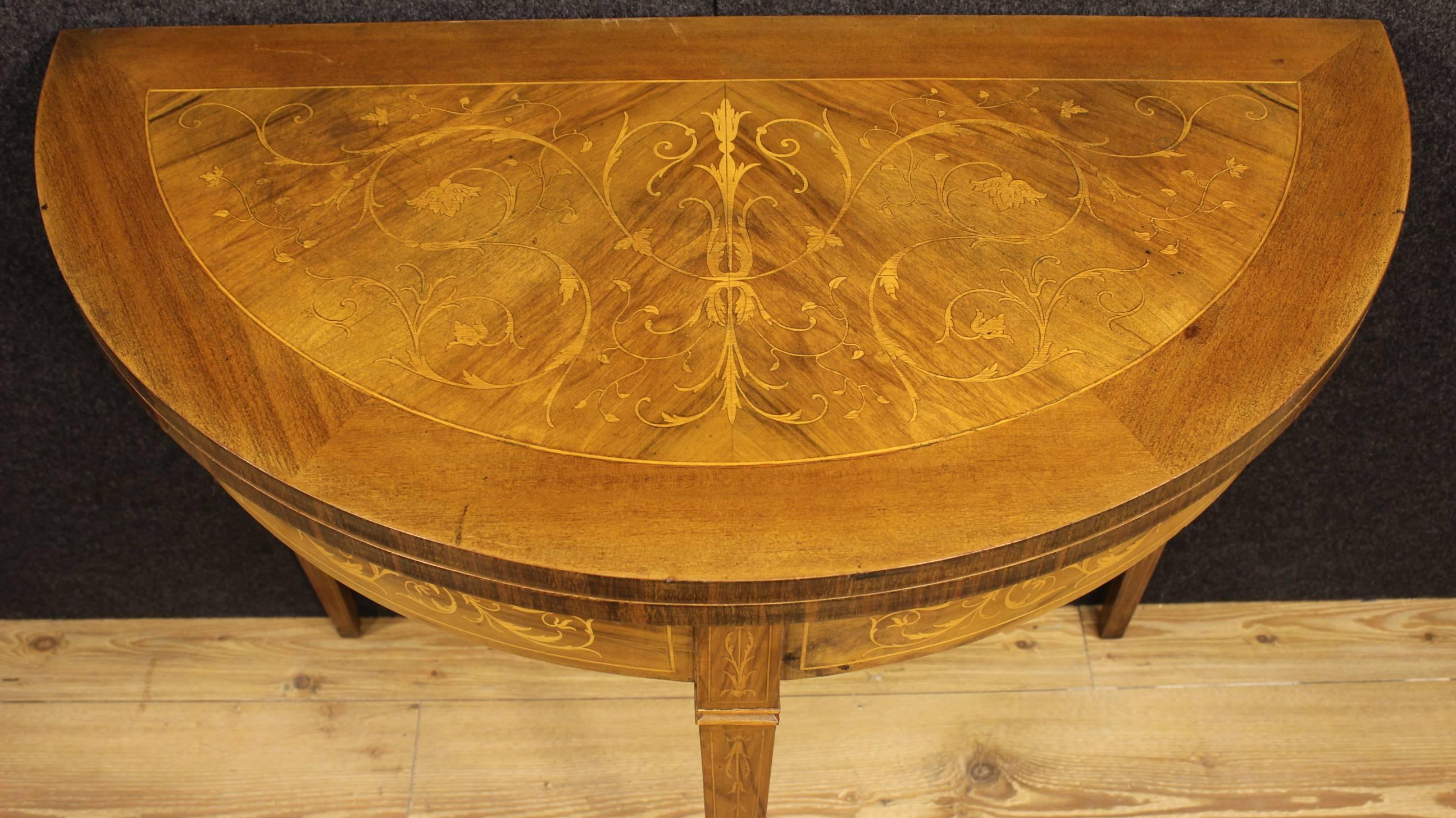 20th Century Italian Inlaid Half Moon Table In Good Condition In Vicoforte, Piedmont