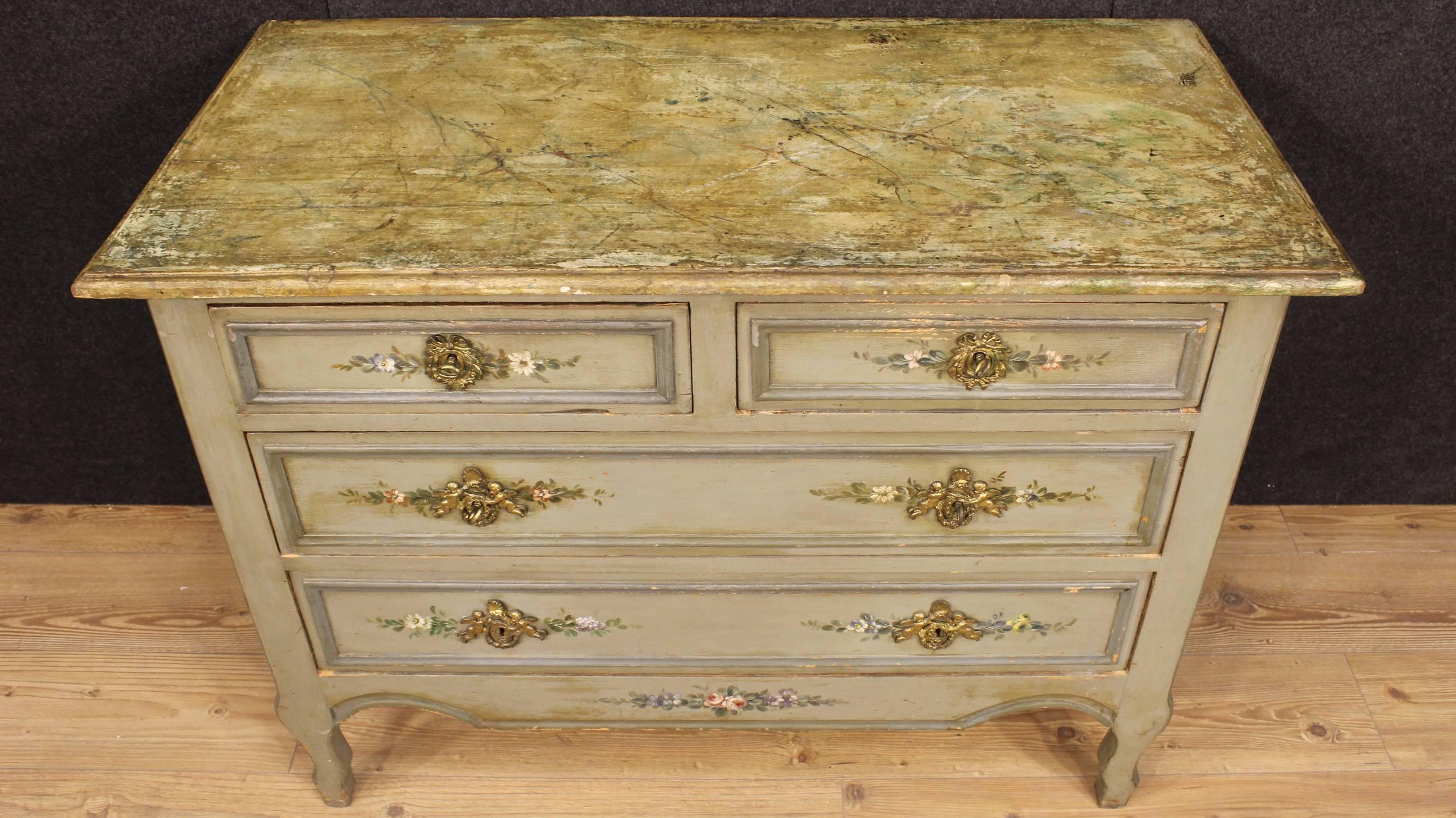 20th Century Lacquered And Painted Wood French Dresser, 1920 In Good Condition In Vicoforte, Piedmont