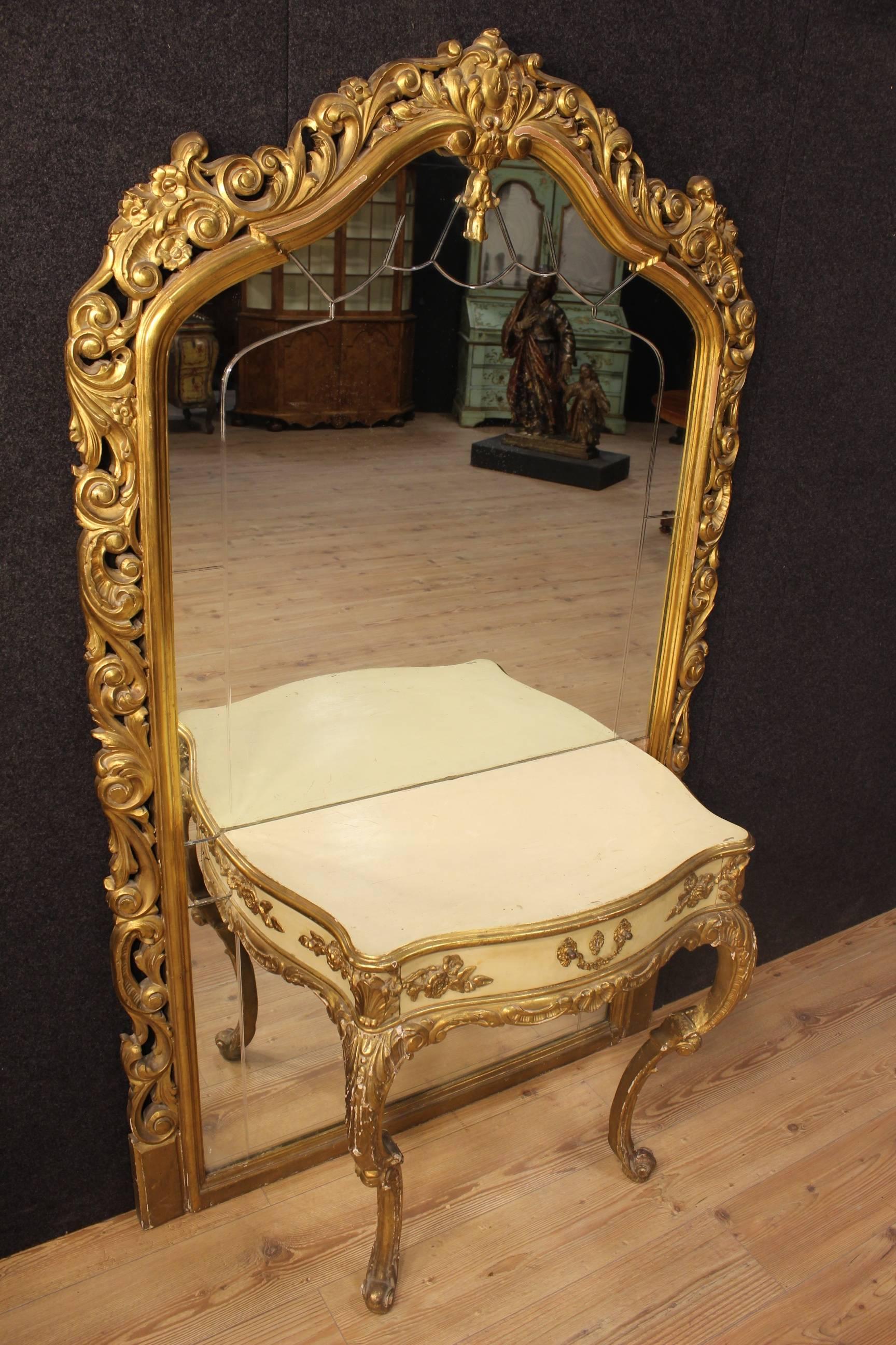 20th Century French Console Table with Mirror In Good Condition In Vicoforte, Piedmont