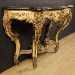 19th Century French Lacquered and Gilt Console Table