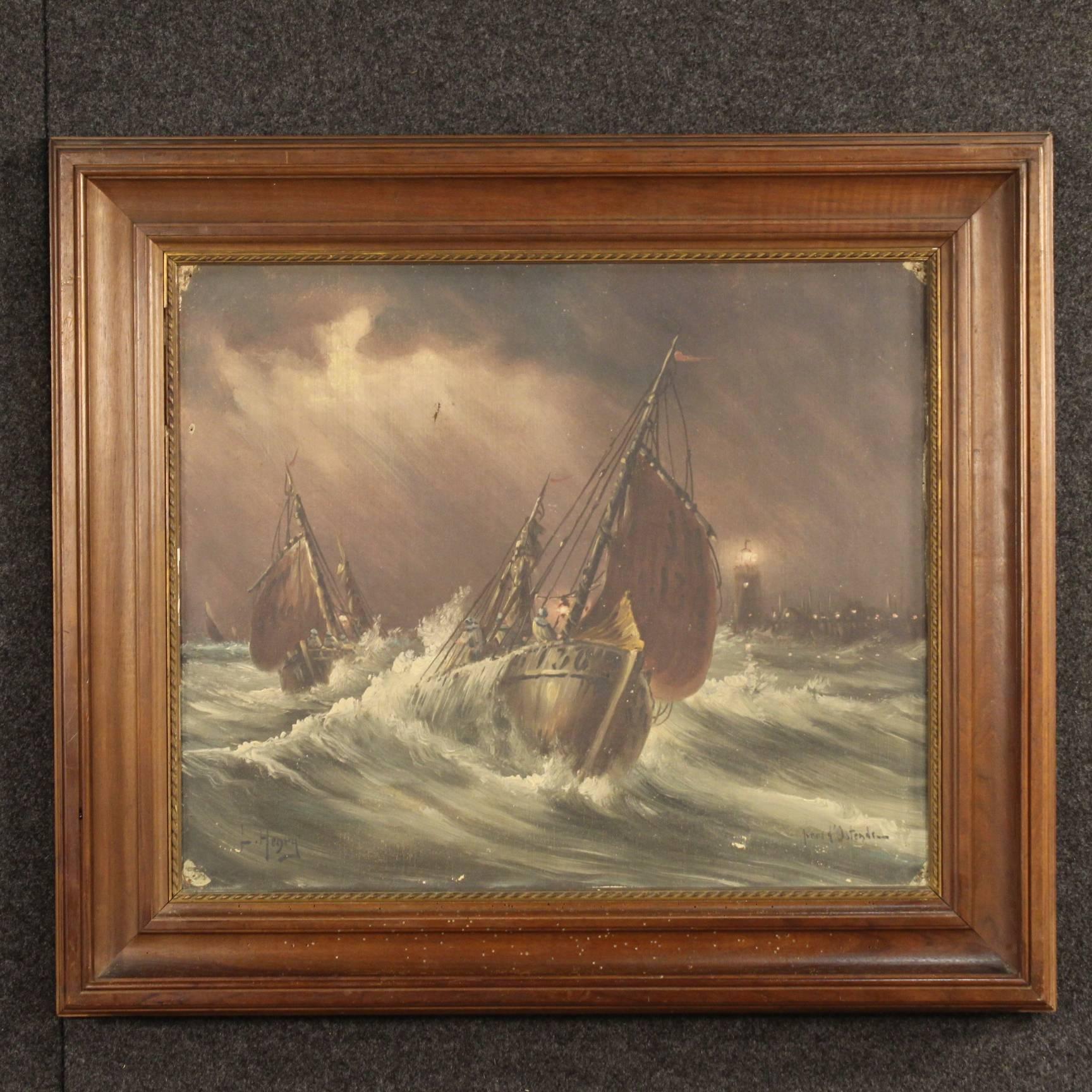 20th Century Pair of French Signed Seascape Paintings In Good Condition In Vicoforte, Piedmont