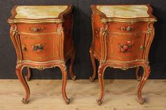 20th Century Pair of Venetian Lacquered and Gilded Nightstands