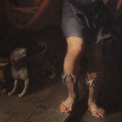 Peinture française auhuile sur toile du XVIIe siècle représentant Joseph et la femme de Potiphar, 1670