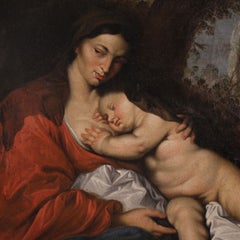 17th-century Flemish oil painting on canvas, *Rest on the Flight into Egypt*, 1660