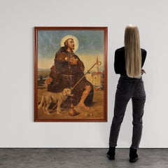 20th-Century Oil on Canvas Italian Religious Painting: Saint Roch, 1930