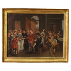 Großartiges französisches Gemälde, Hochzeitsszene, Ölgemälde auf Leinwand, 19. Jahrhundert