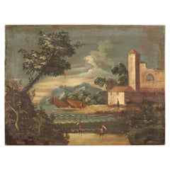 18th Century Oil on Canvas Italian Seascape Painting, 1780