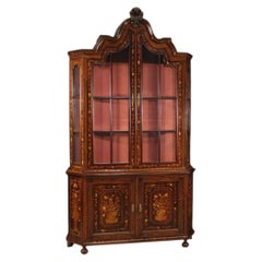 20th Century Inlaid Wood Dutch Display Cabinet, 1970s