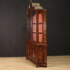 20th Century Inlaid Wood Dutch Display Cabinet, 1970s