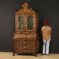 20th Century Inlaid Wood Lombard Trumeau Desk, 1950s