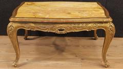 20th Century Italian Golden Coffee Table with Marble Top